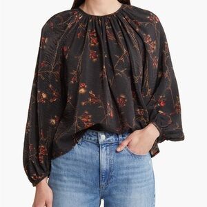 Elegant Black Floral Women's Blouse